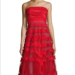 Elegant Red Strapless Maxi Dress